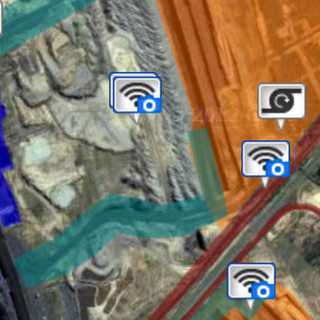 Close up of the map view of devices